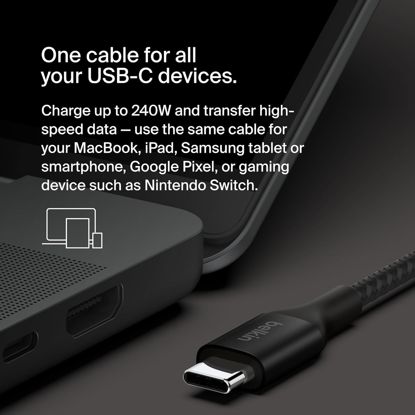 Belkin BoostCharge USB-C to USB-C Cable 240W Fast Charge Braided 2m (OPEN BOX)