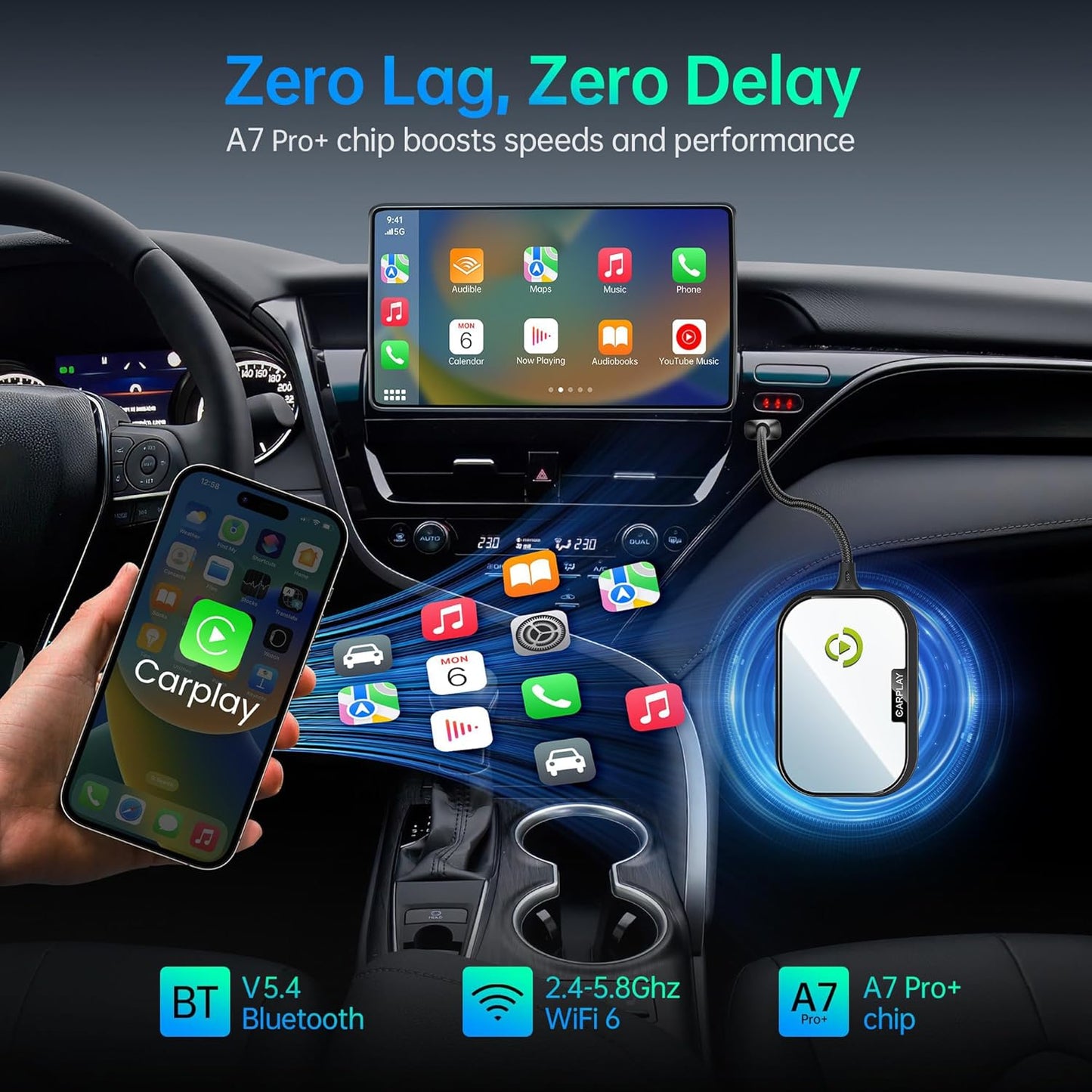 Wireless CarPlay Adapter For iPhone Apple Wireless Carplay Dongle Plug Car Radio (OPEN BOX)