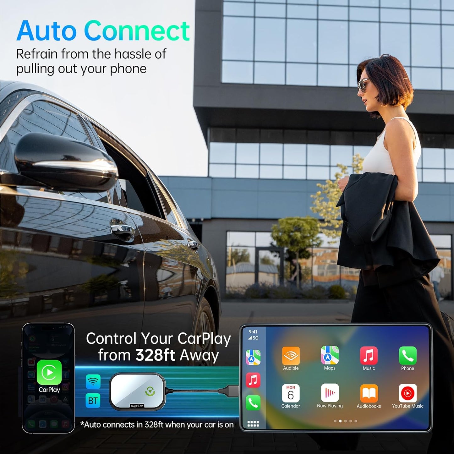 Wireless CarPlay Adapter For iPhone Apple Wireless Carplay Dongle Plug Car Radio (OPEN BOX)