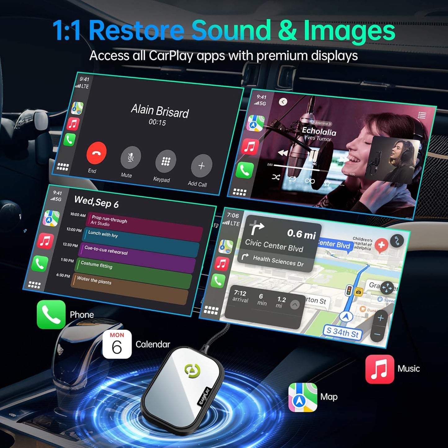 Wireless CarPlay Adapter For iPhone Apple Wireless Carplay Dongle Plug Car Radio (OPEN BOX)