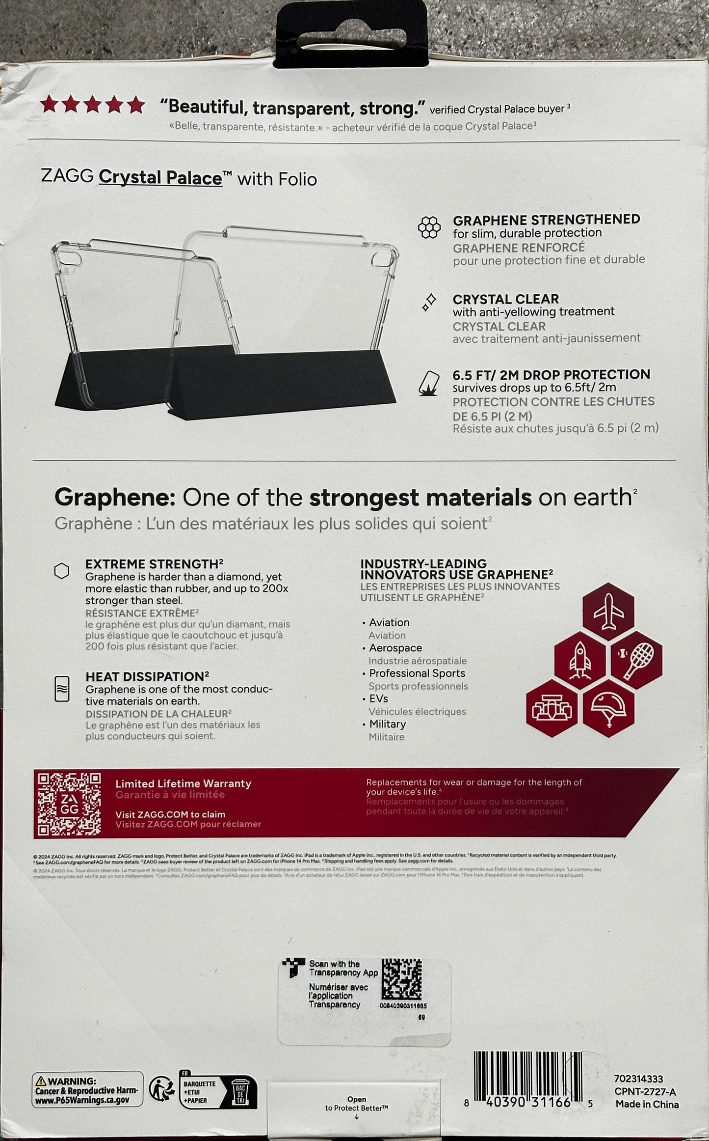 ZAGG Crystal Palace iPad Air 11" Case M3/M2 – Drop-Proof, Clear, Green Folio Stand