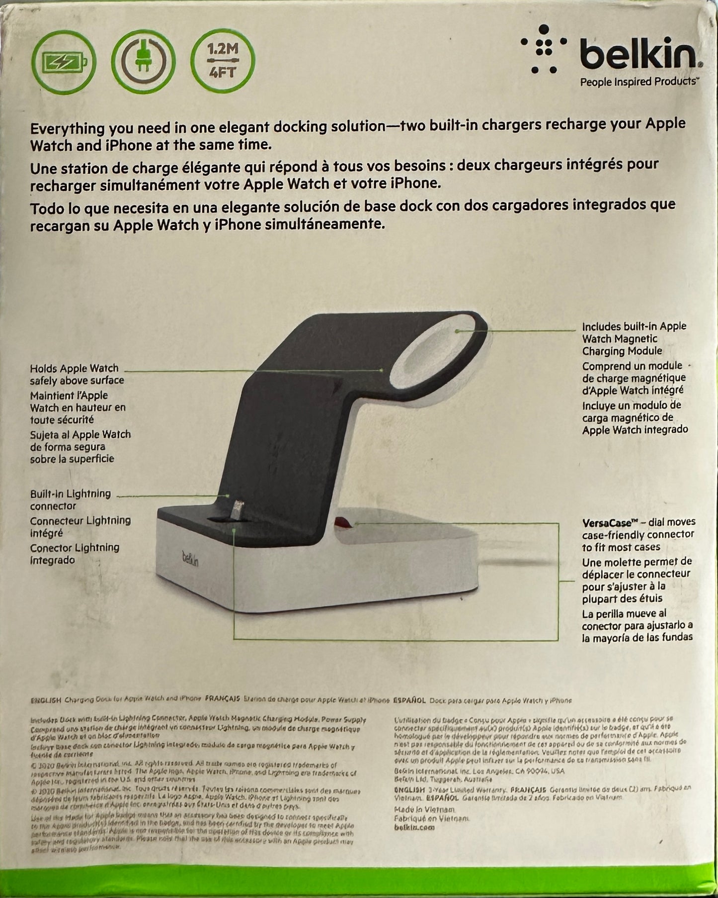 Belkin 2-in-1 iPhone & Apple Watch Charging Dock – Magnetic Apple Watch Stand, Adjustable Lightning Connector