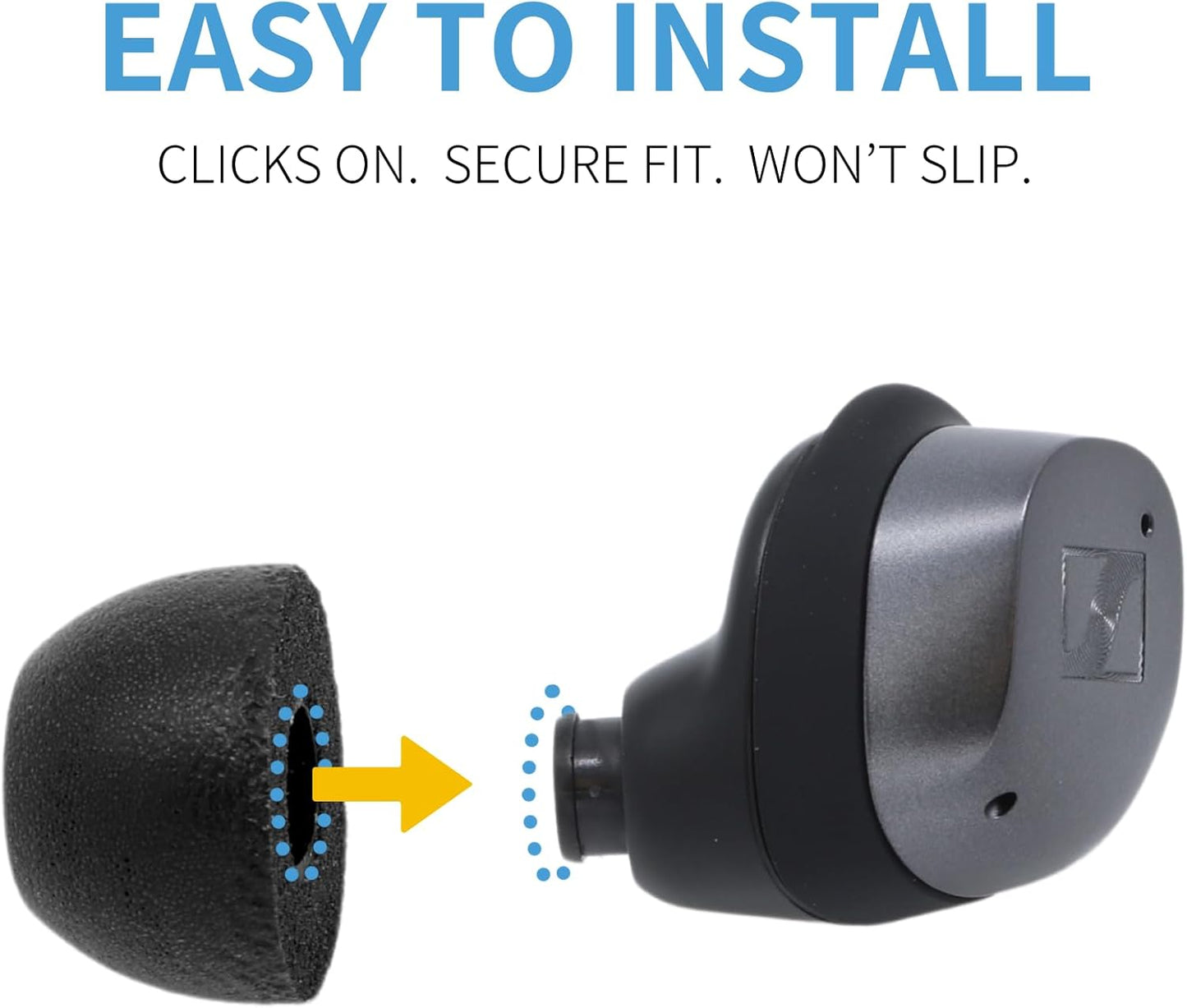 Comply TrueGrip Premium Memory Foam Replacement Earbud Tips for Sennheiser