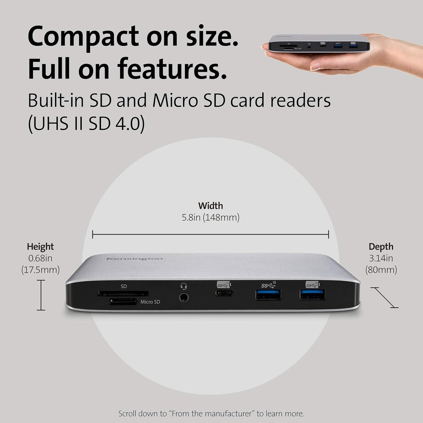 Kensington SD2500T Thunderbolt 3 and USB-C Docking Station Dual 4K 60W PD