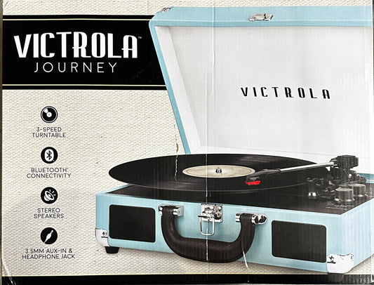 Victrola Journey Bluetooth Suitcase Record Player – 3-Speed Turntable, Built-in Speakers, Turquoise