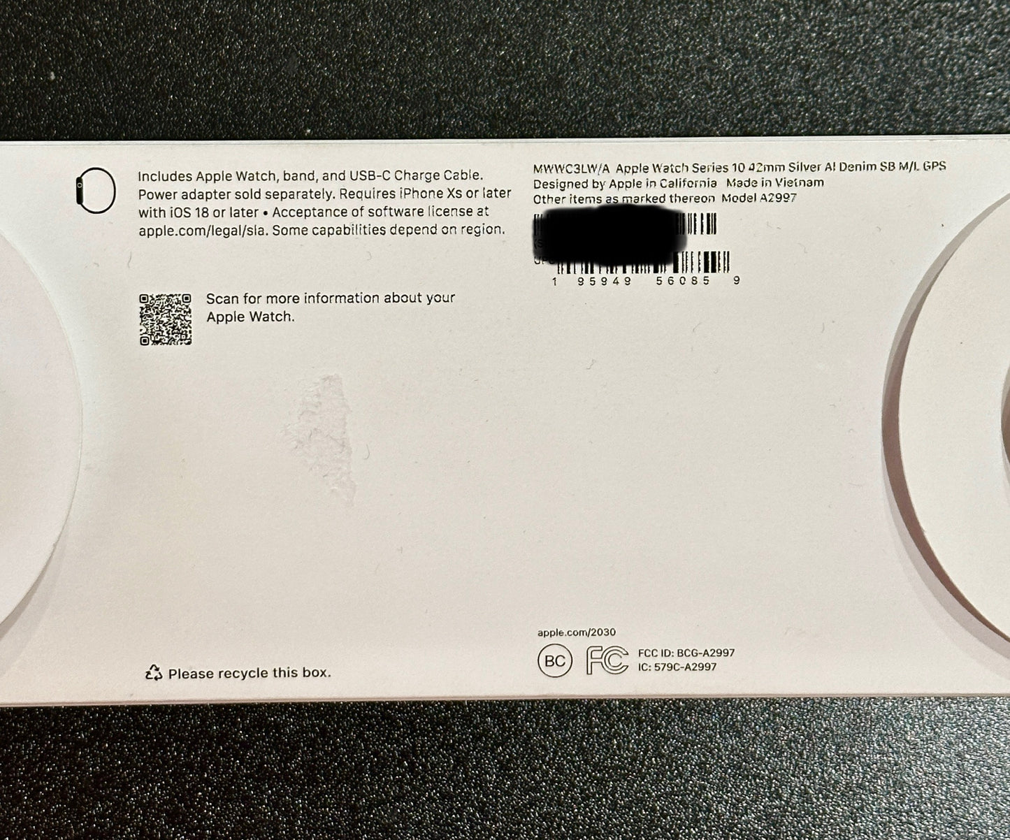 Apple Watch Series 10 42mm Silver Aluminum - Dark Blue Sport Band