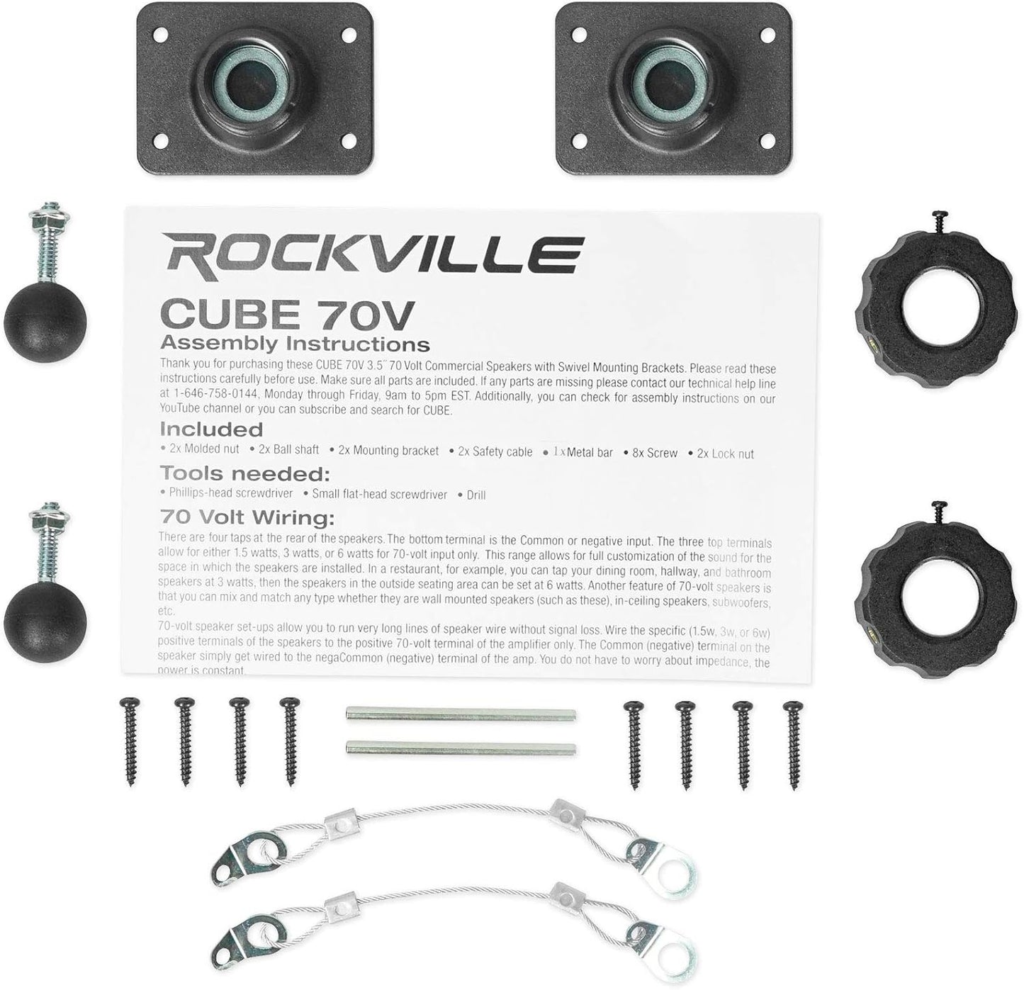 Cube by Rockville Pair of 3.5" Black Home Theater Wall Speakers+Swivel Brackets (OPEN BOX)