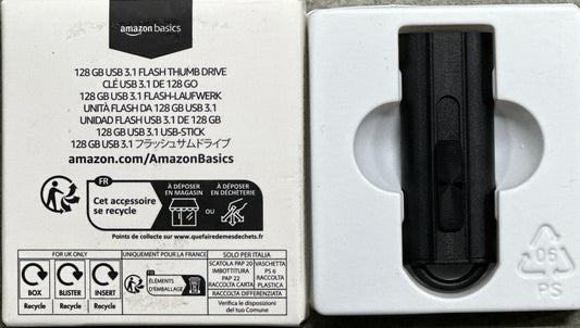 Amazon Basics 128GB Ultra-Fast USB 3.1 Flash Drive - Black