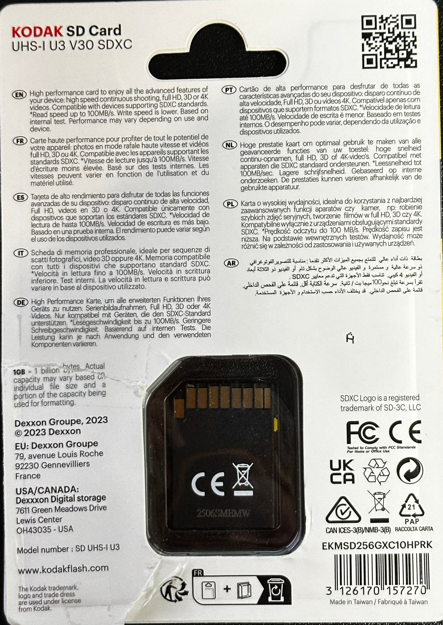 Kodak Sdxc Card 256Gb Uhs-I U3 V30 Ultra