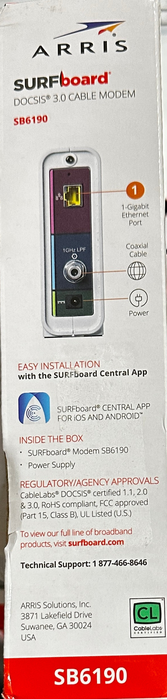ARRIS SURFboard SB6190 DOCSIS 3.0 32 x 8 Gigabit Cable Modem