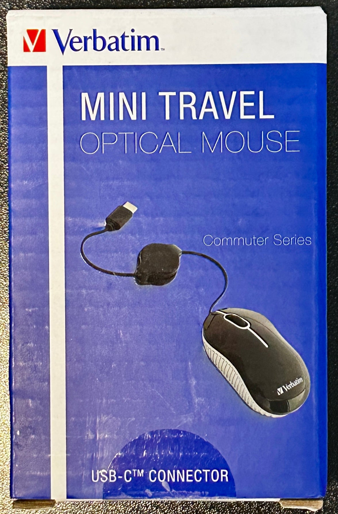 Verbatim USB-C Mini Travel Wired Mouse – Compact, Retractable Cable, Black