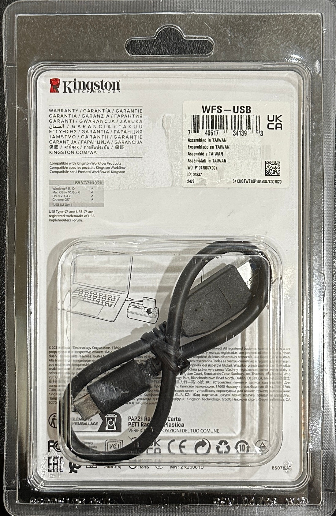 Kingston Workflow miniHub USB-C & USB-A USB 3.2 Gen 1  WFS-USB  Dock/Cable