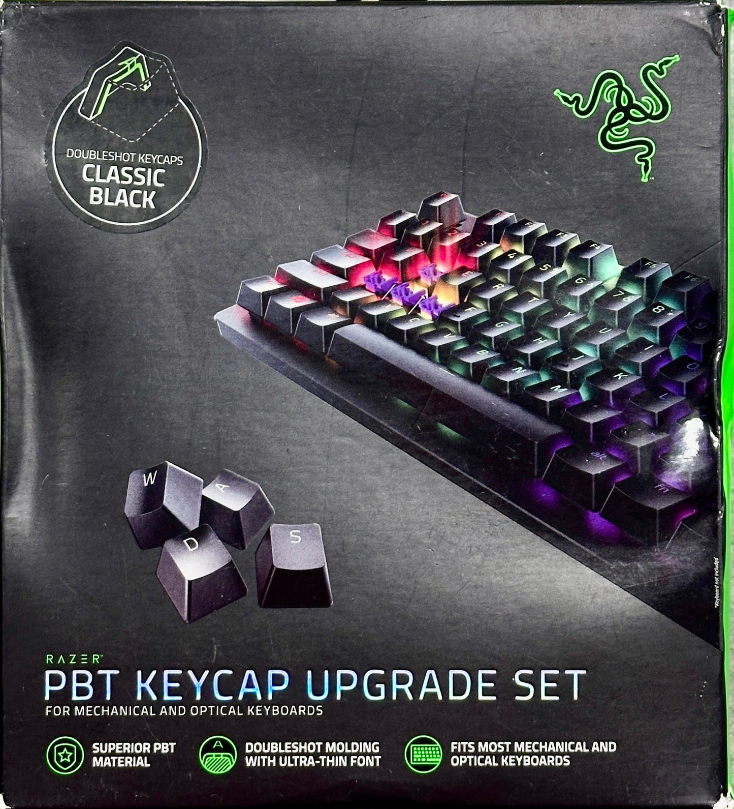 Razer PBT Keycap Upgrade Set – Black 120 Keys US Layout RGB Compatible