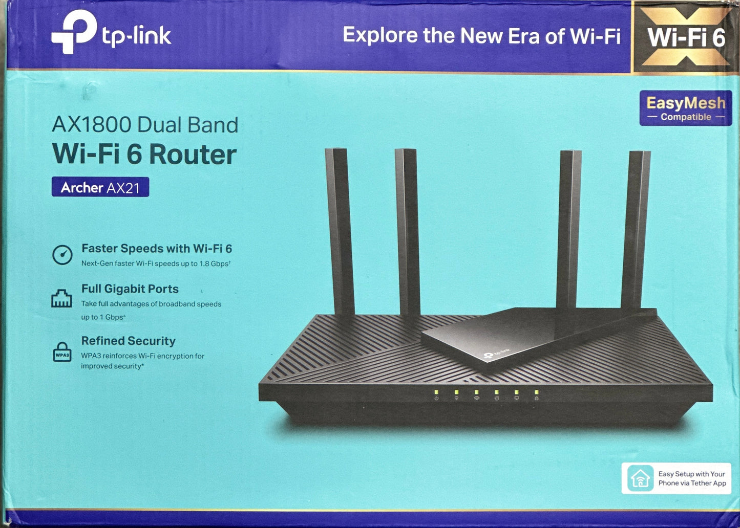 TP-Link AX1800 WiFi 6 Router V4 (Archer AX21) – Dual Band
