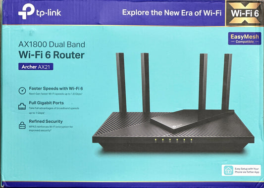 TP-Link AX1800 WiFi 6 Router V4 (Archer AX21) – Dual Band