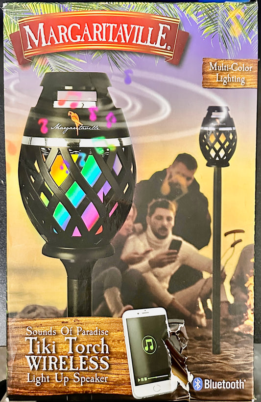 Margaritaville Tiki Torch Bluetooth Speaker w/ LED Lights – Portable & Waterproof