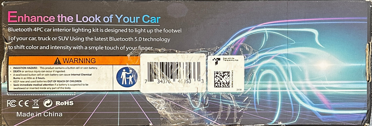 LED Car Interior Ambient Foot Strip Light Kit Backlight