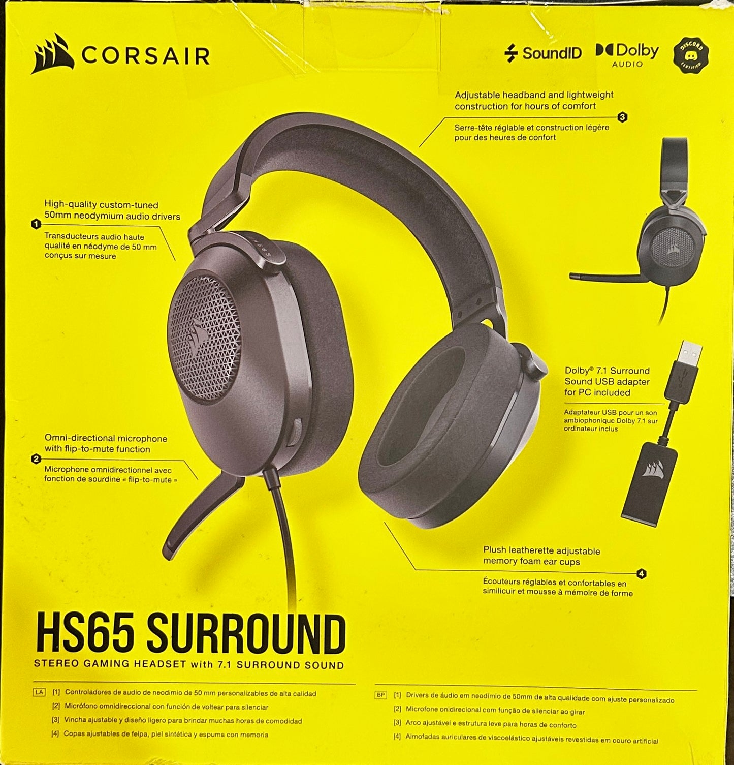 CORSAIR HS65 Surround Wired Gaming Headset – Dolby Atmos – PC, Mac, PS5, Xbox – Carbon