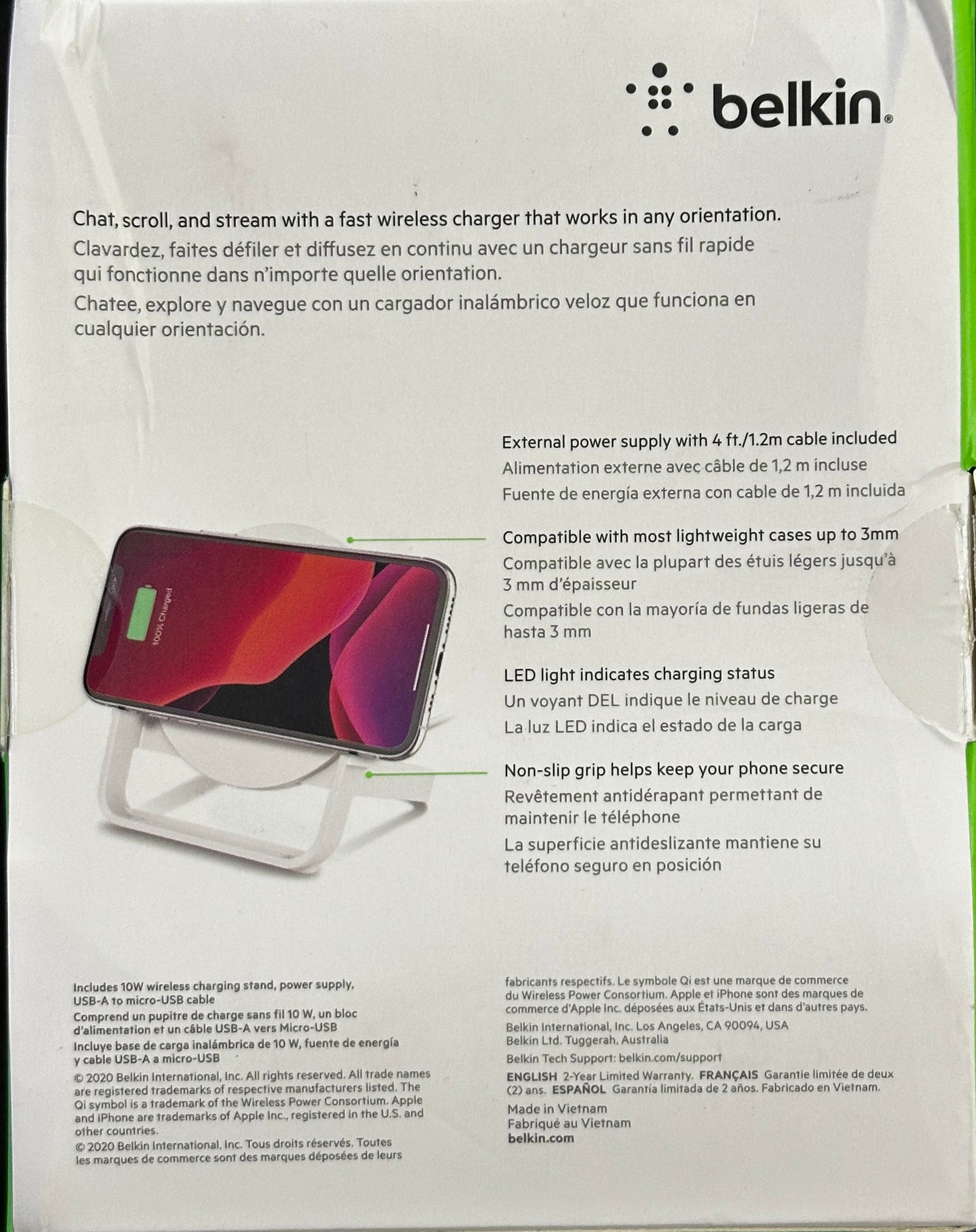 Belkin Quick Charge 10W Wireless Charger -Qi-Certified Charger Stand White