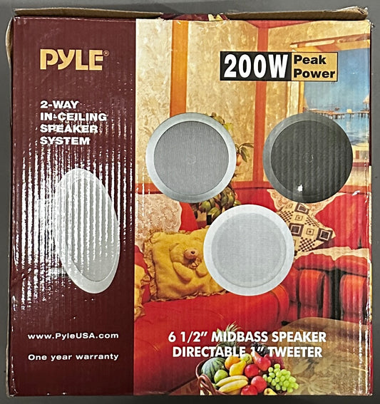 Pyle PDIC61RD 6.5" In-Ceiling/In-Wall 2-Way Speakers Pair – 200W Flush Mount