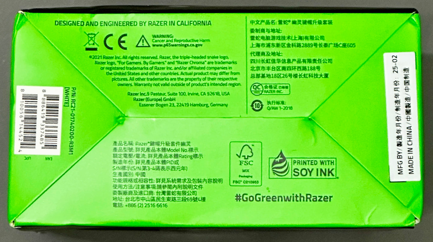 Razer Phantom Keycap Set – Stealth Pudding, White, 128 Keys, RGB Compatible