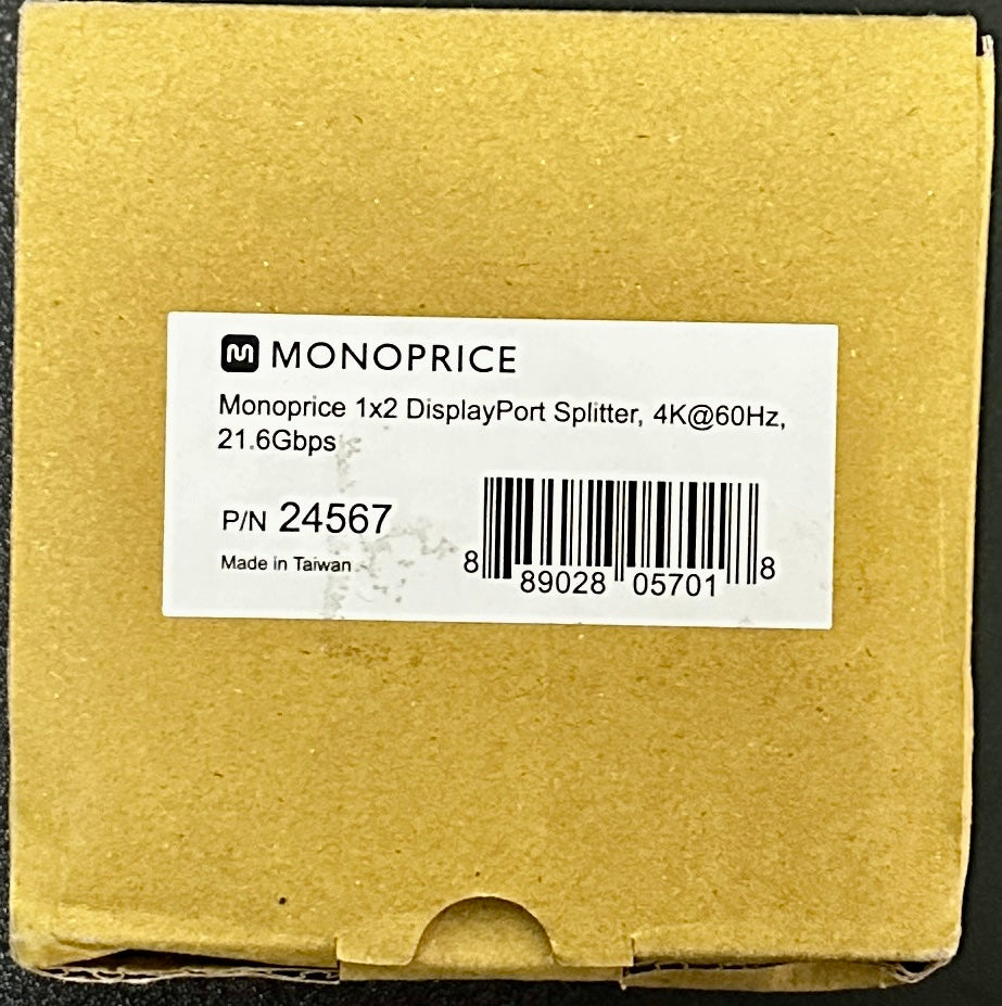Monoprice 1x2 DisplayPort Splitter 4K@60Hz MST – High Bandwidth 21.6Gbps