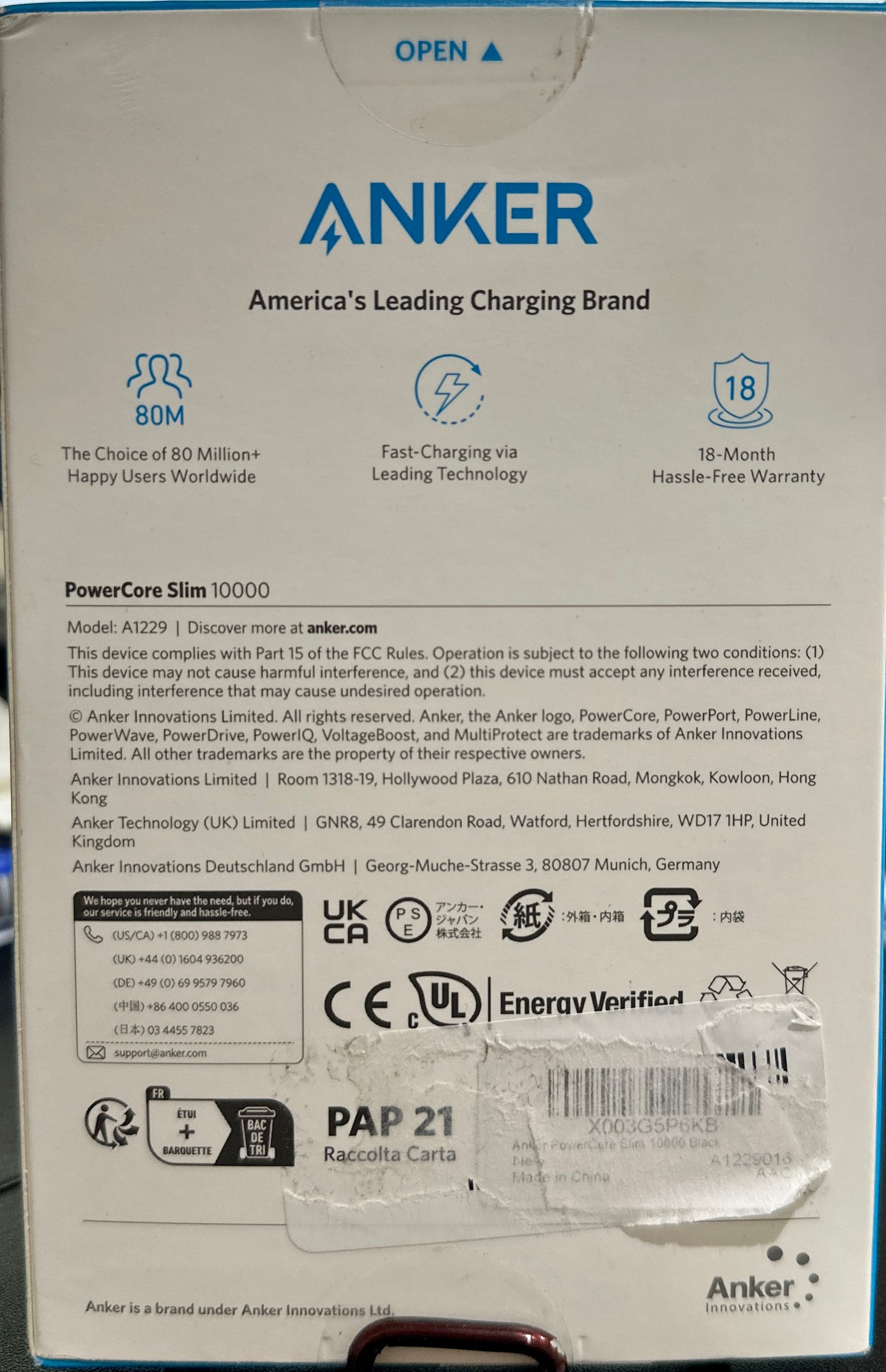 Anker PowerCore Slim 10000 Charging Portable External Battery (A1229) (OPEN BOX)