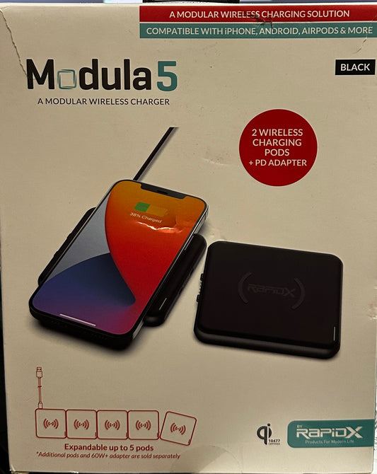 RapidX Modula5 Modular Wireless Charging Pod System (Model: RX-MP01B2PK) (OPEN BOX)