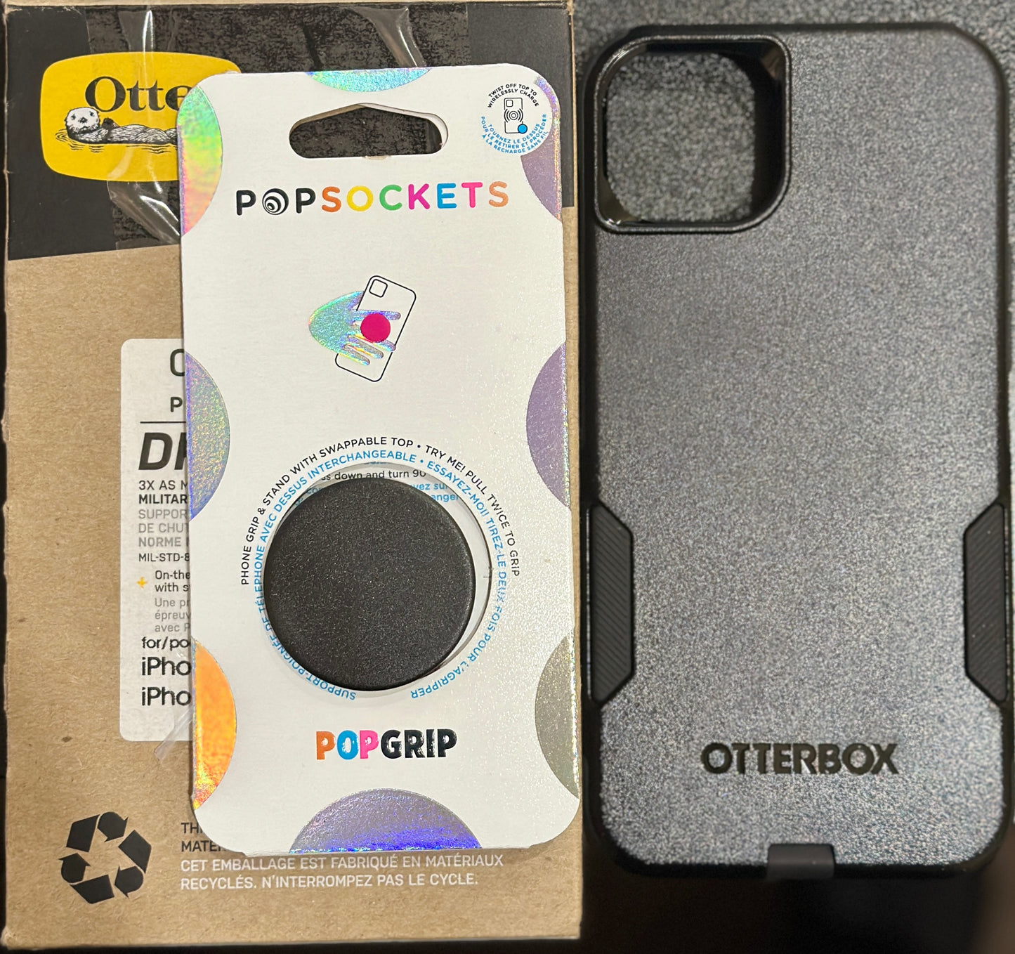 OtterBox Commuter Series Case Bundle for iPhone 15 Plus and iPhone 14 Plus - (Black) + PopSockets PopGrip