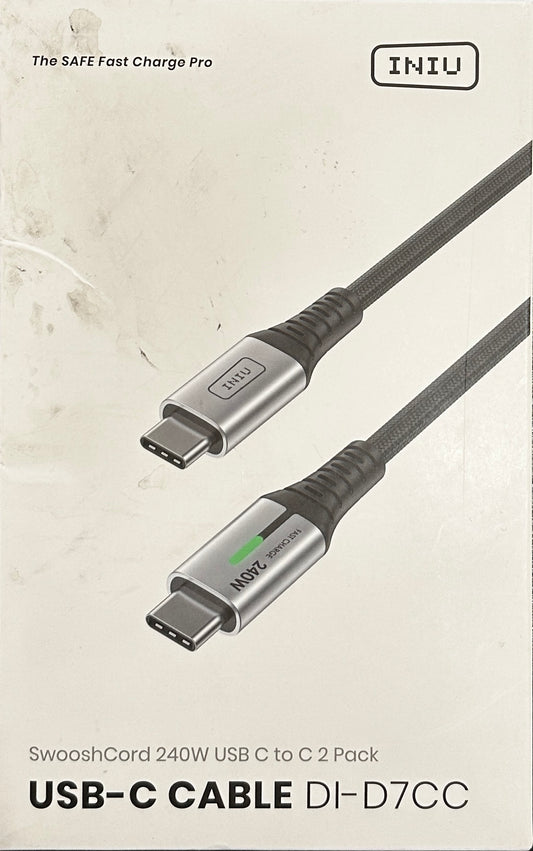 INIU USB C to USB C Cable 240W 6.6ft 2-Pack Fast Charging