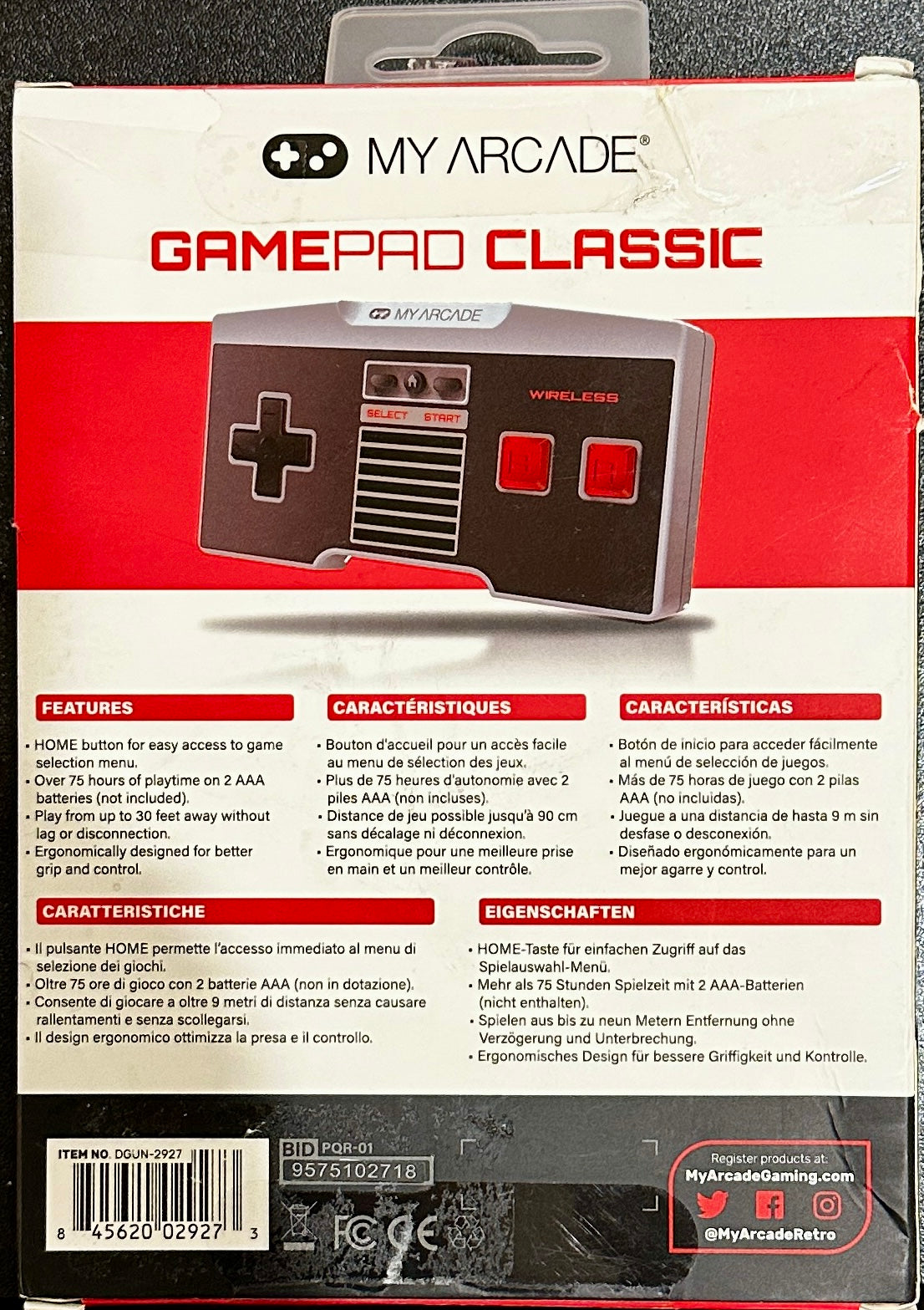 My Arcade DGUN-2927 Classic Wireless Gamepad - Black (OPEN BOX)