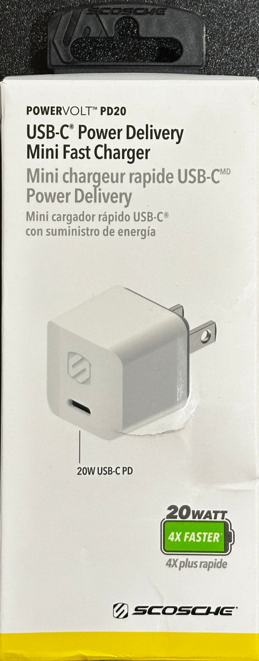 Scosche HPDC20WT-SP Fast Charger PowerVolt 20W Mini Cube USB-C (OPEN BOX)