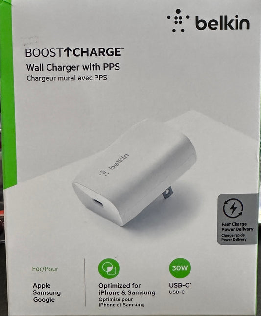 Belkin 30W Wall Charger USB-C to C Bundle (Boost Charge) White (OPEN BOX)
