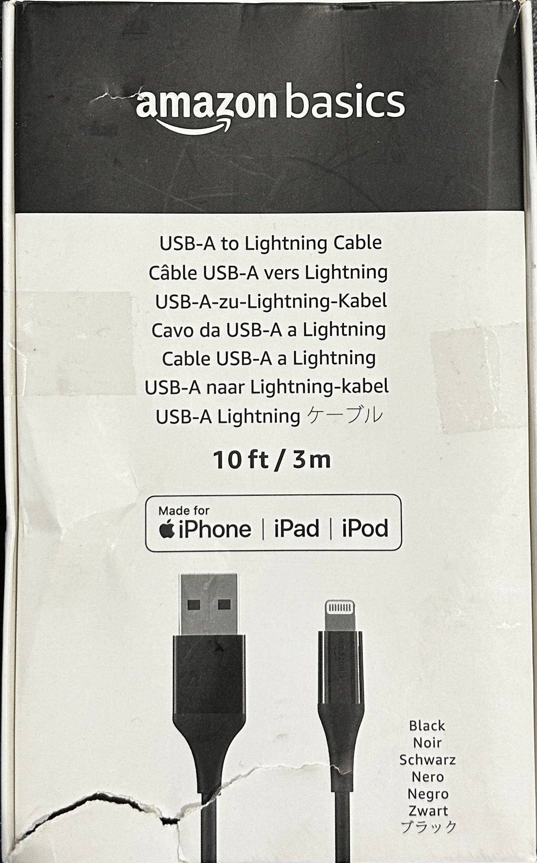 Amazon Basics - USB-A to Lightning ABS Charger Cable (10 feet) (OPEN BOX)