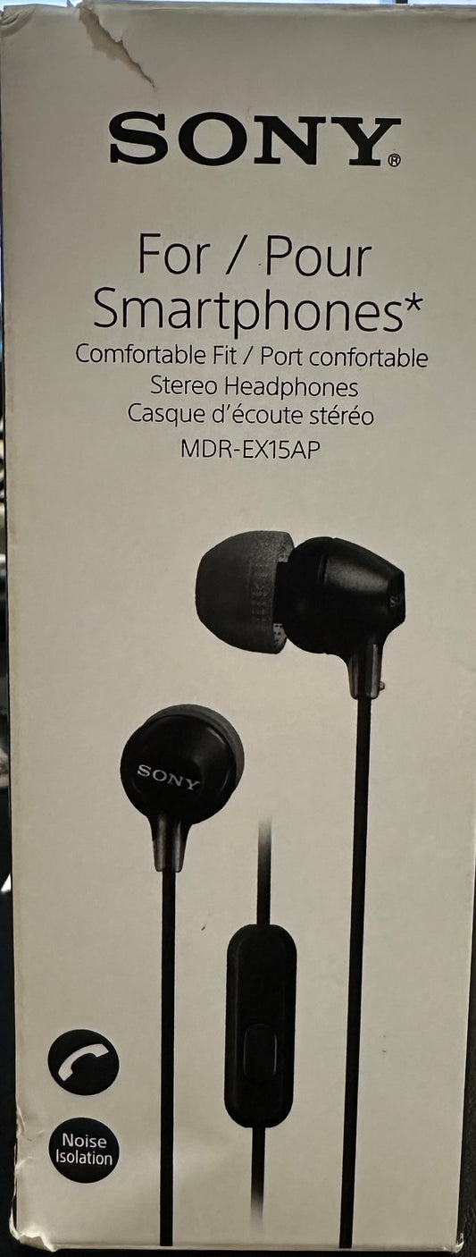 SONY MDR-EX15AP (BLACK) In-Ear Earbud with Microphone  (OPEN BOX)