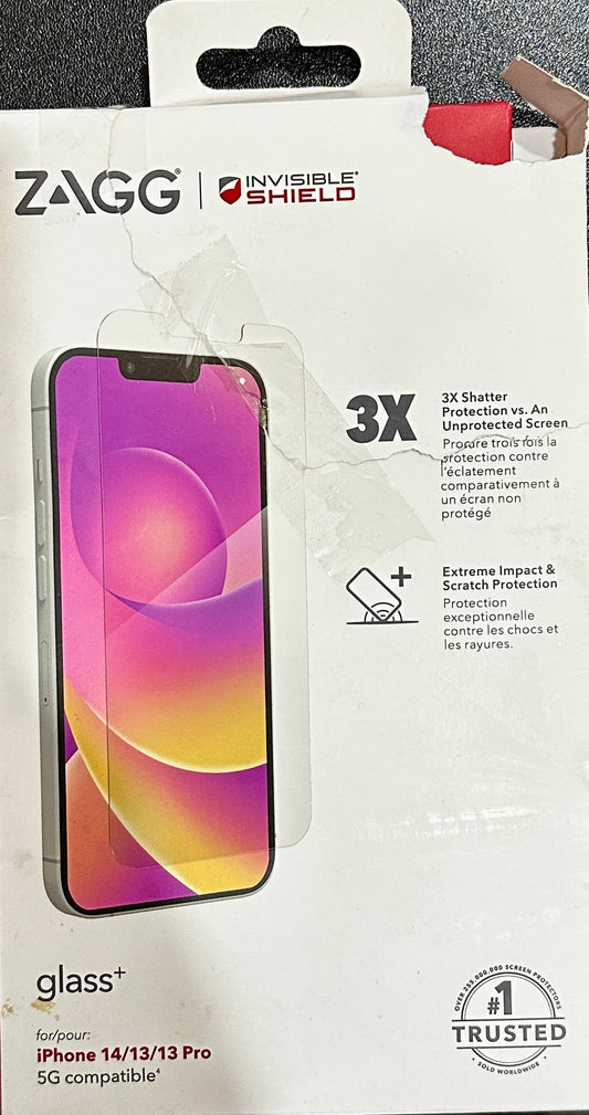 ZAGG InvisibleShield Glass+ Screen Protector for iPhone 14/13/ 13 Pro (OPEN BOX)