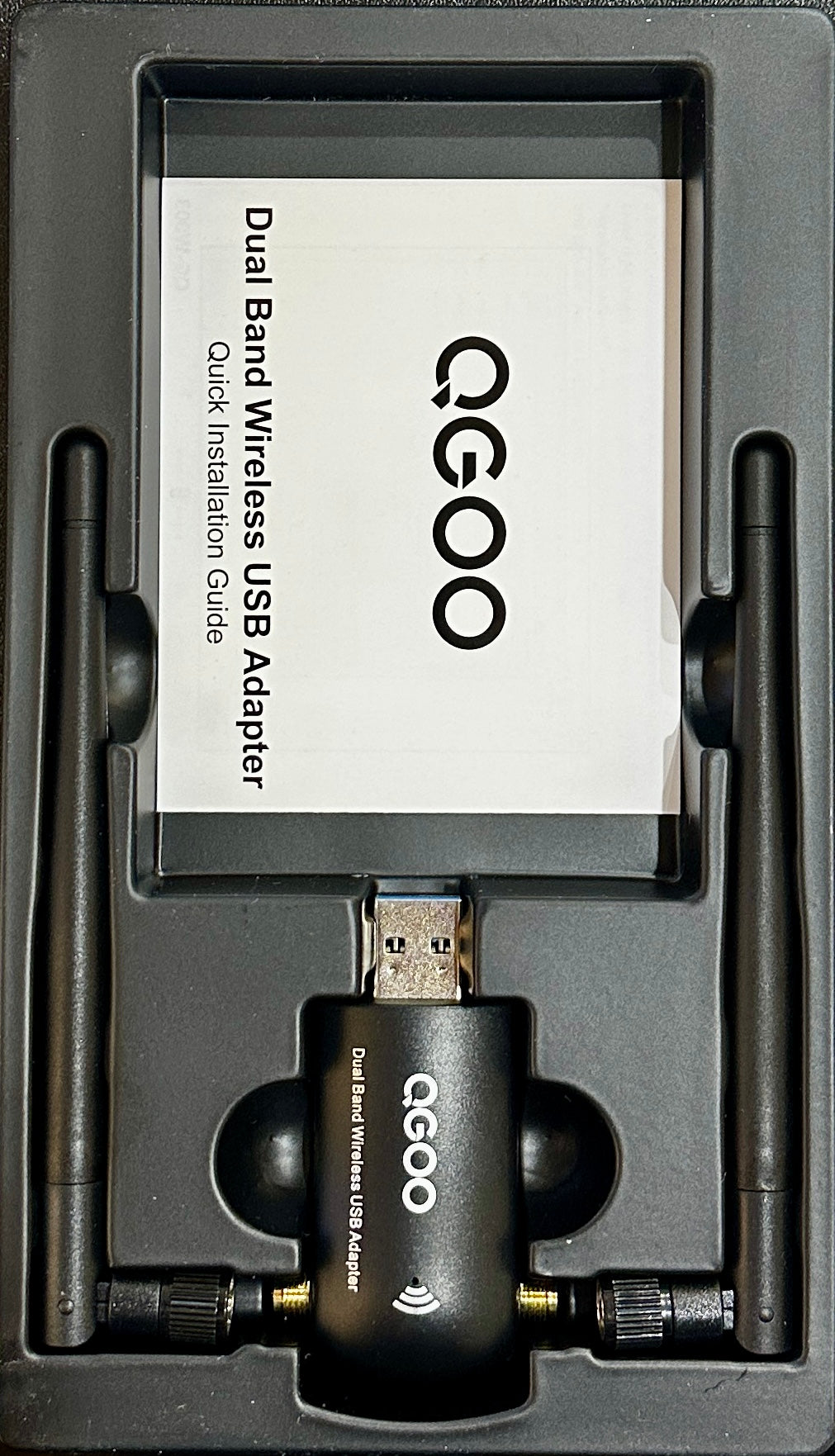 Wireless WiFi Adapter for Desktop PC - QGOO AC1300Mbps USB 3.0 Network Dongle with Dual 5dBi High Gain Antennas (OPEN BOX)