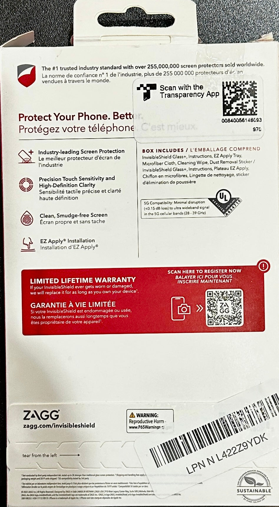 ZAGG InvisibleShield Glass+ Screen Protector for iPhone 14/13/ 13 Pro (OPEN BOX)