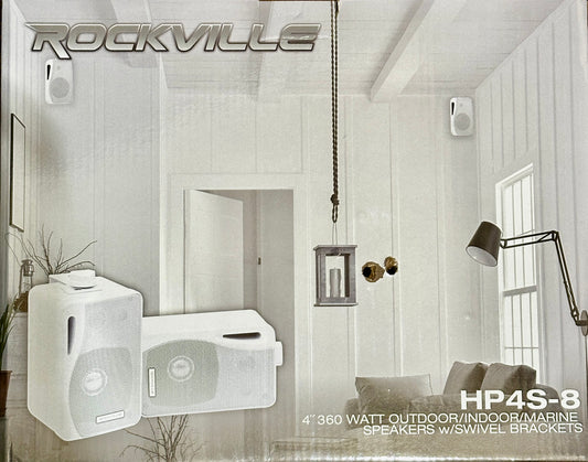 Pair Rockville HP4S-8 4" Outdoor/Indoor Home Theater Speakers w/ Swivel Bracket