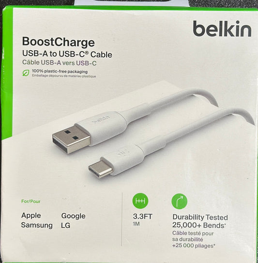 Belkin BoostCharge USB-A to USB-C Cable 3.3ft 1M  (OPEN BOX)