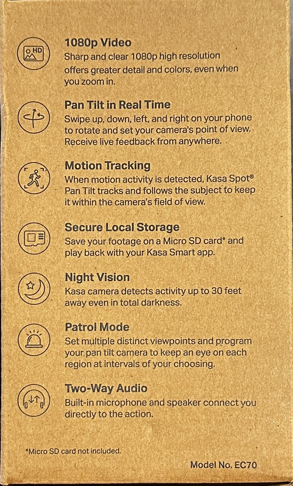 TP-Link Kasa Spot Camera Night Vision 1080p EC70 (Full HD) (OPEN BOX)