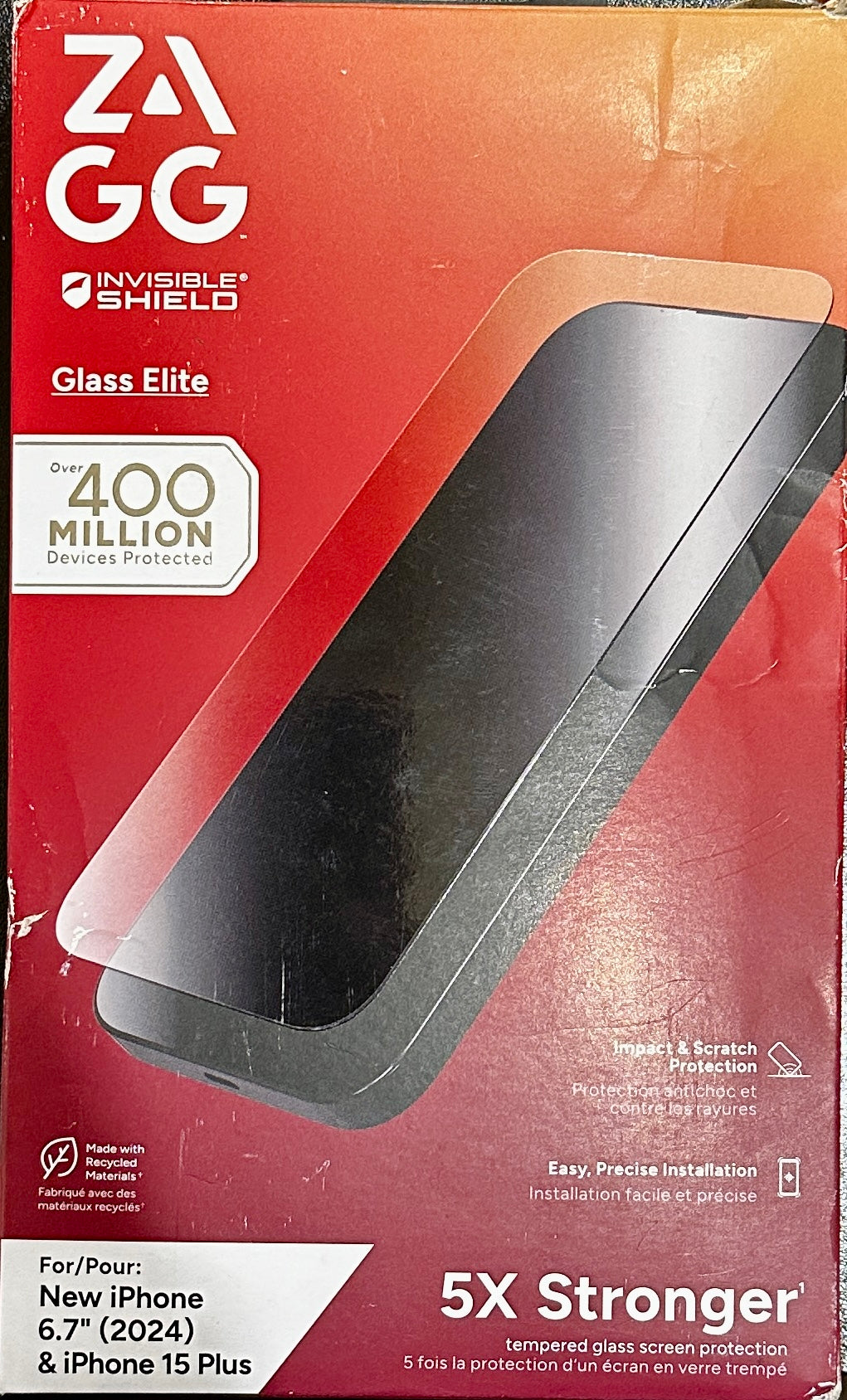 ZAGG Glass Elite Screen Protector for iPhone 16 Plus and 15 Plus (OPEN BOX)