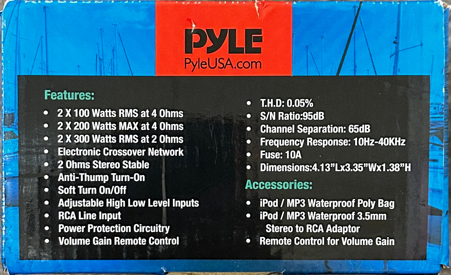 Pyle Hydra Marine Amplifier - Upgraded Elite Series 400 Watt (OPEN BOX)