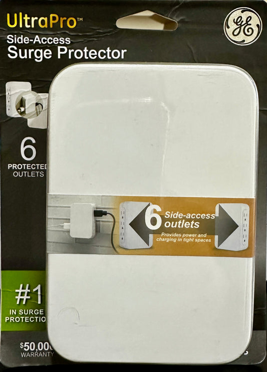 GE UltraPro 6-Outlet Extender-Surge Protector-Side Access-Wall Tap Adapter 3-Pron