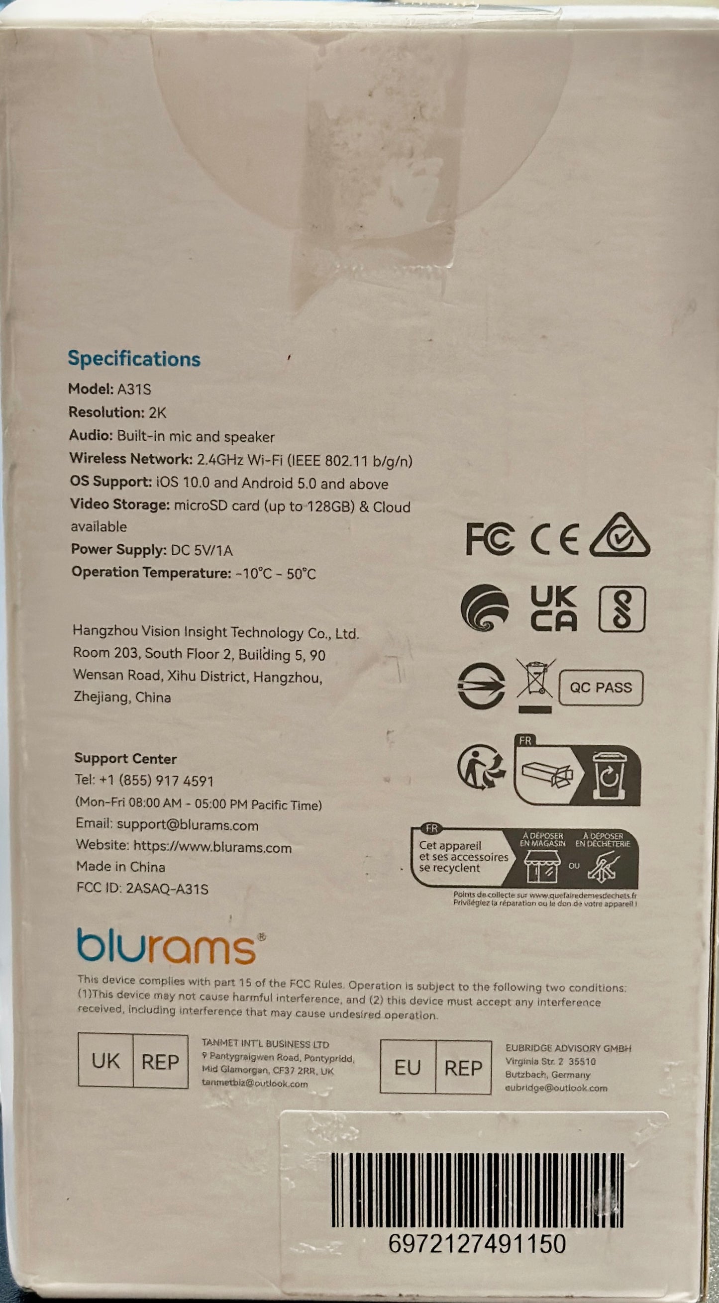 Blurams Indoor Camera 2K, Security Camera, 360° Pet Camera for Home (OPEN BOX)
