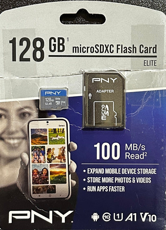 PNY 128GB Elite Mobile Accessories Class 10 U1 V10 A1 microSDXC Flash (OPEN BOX)