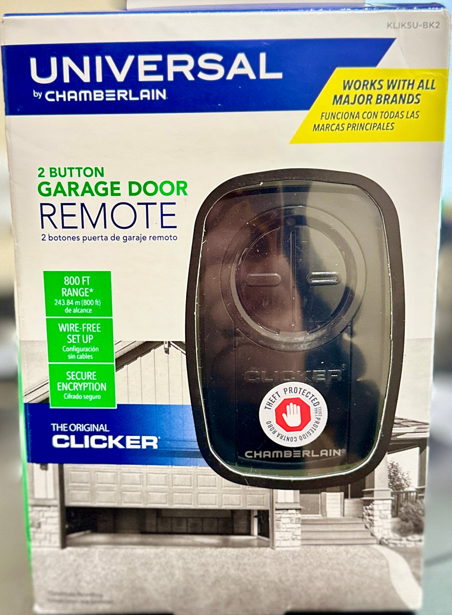 Chamberlain KLIK5U-BK2MC Garage Door Remote Control 2 buttons black (OPEN BOX)