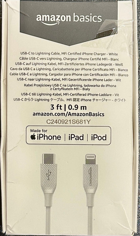 Amazon Basics USB-C to Lightning ABS Charging Cable (OPEN BOX)
