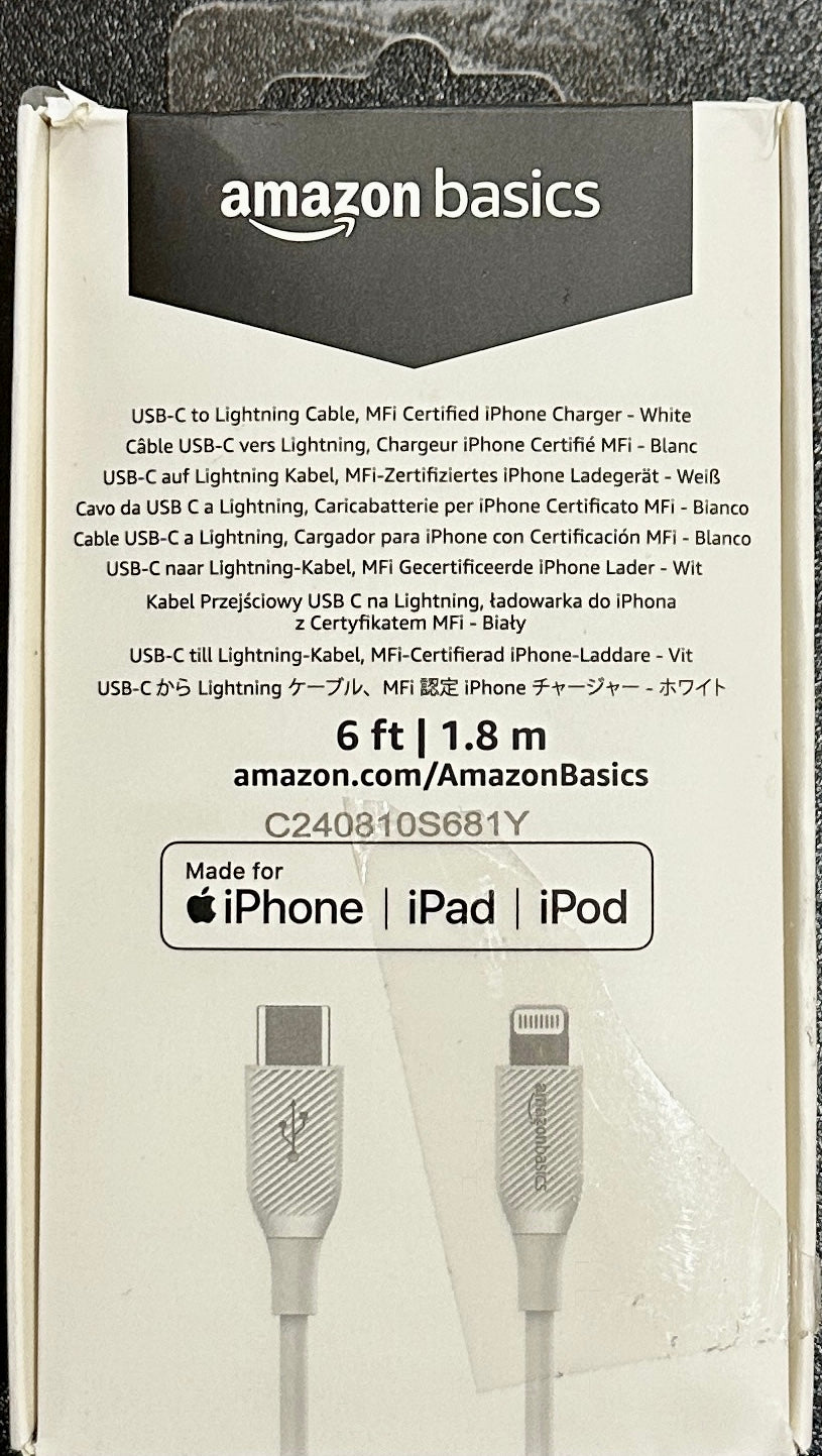 Amazon Basics USB-C to Lightning ABS Charging Cable (OPEN BOX)