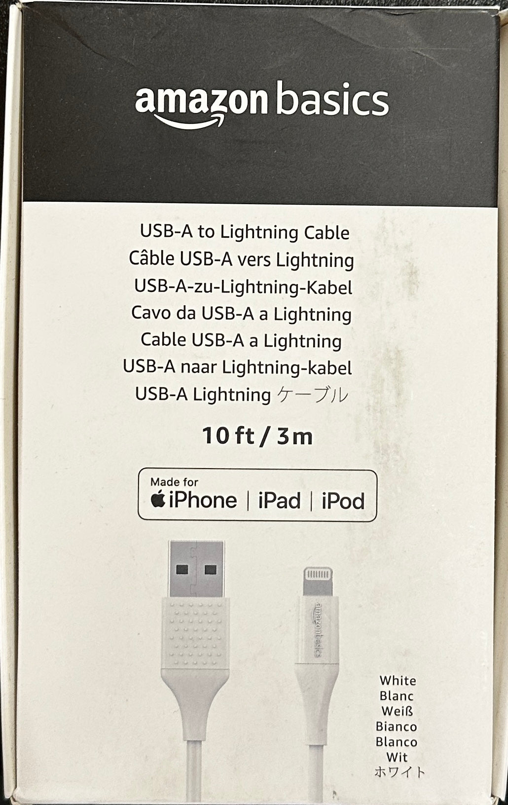 Amazon Basics - USB-A to Lightning ABS Charger Cable (10 feet) (OPEN BOX)